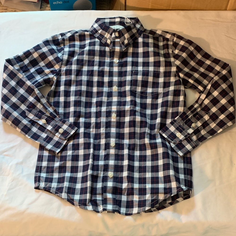 Janie and Jack Blue and White Plaid Button Down Shirt